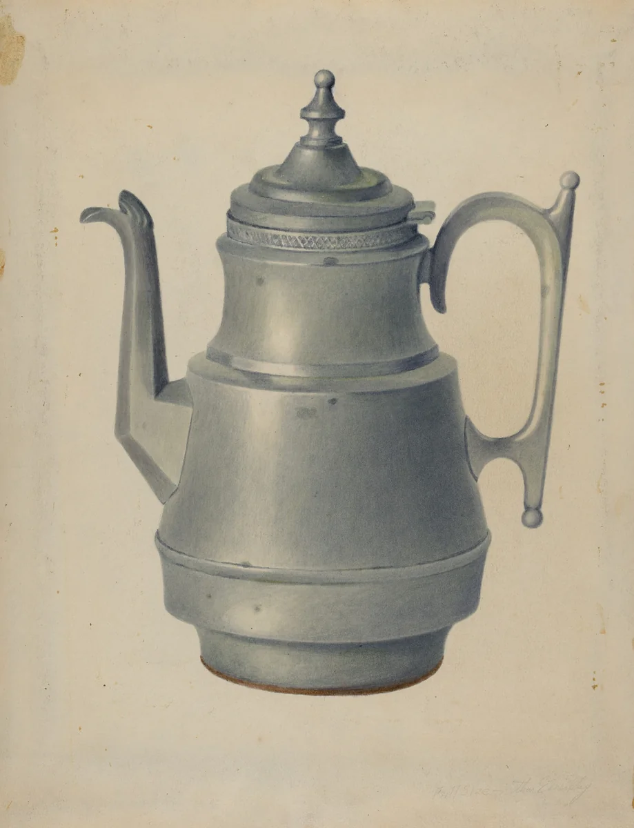 Pewter Teapot by Arthur G. Merkley, index of american design, 1937