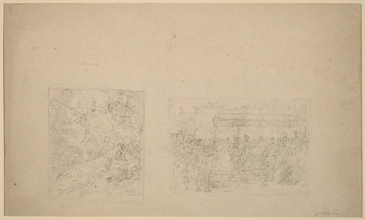 Study of Moses Striking the Rock and a Procession [verso] by Benjamin West, drawing, 1778