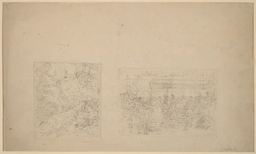 Study of Moses Striking the Rock and a Procession [verso] by Benjamin West, drawing, 1778