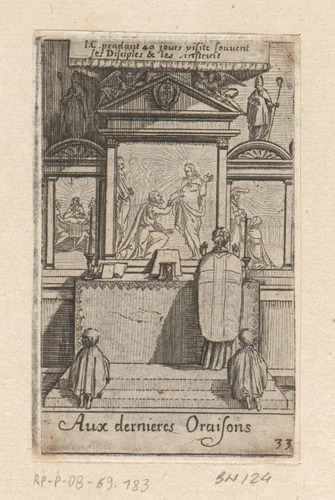 Priester met twee misdienaars voor een altaar by Sébastien Leclerc, print, 1661