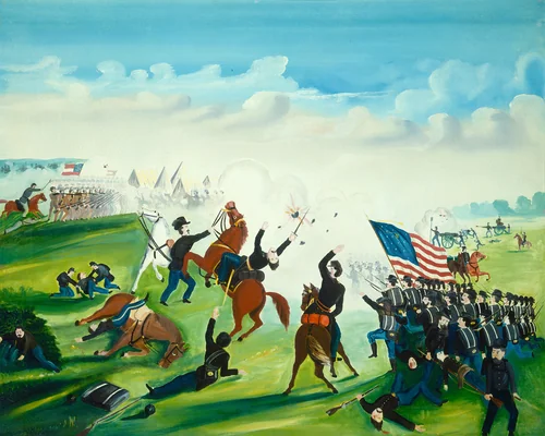 Civil War Battle by American 19th Century, painting, 1861