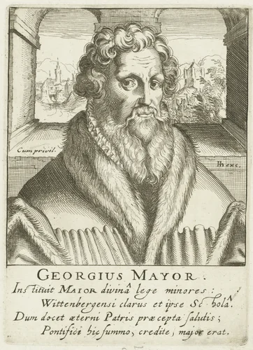 Portret van Georgius Mayr by Simon Frisius, print, 1599