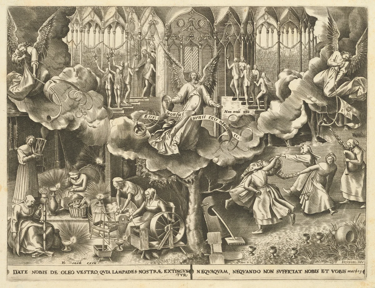 The Parable of the Wise and Foolish Virgins by Philip Galle, print, 1555-1565