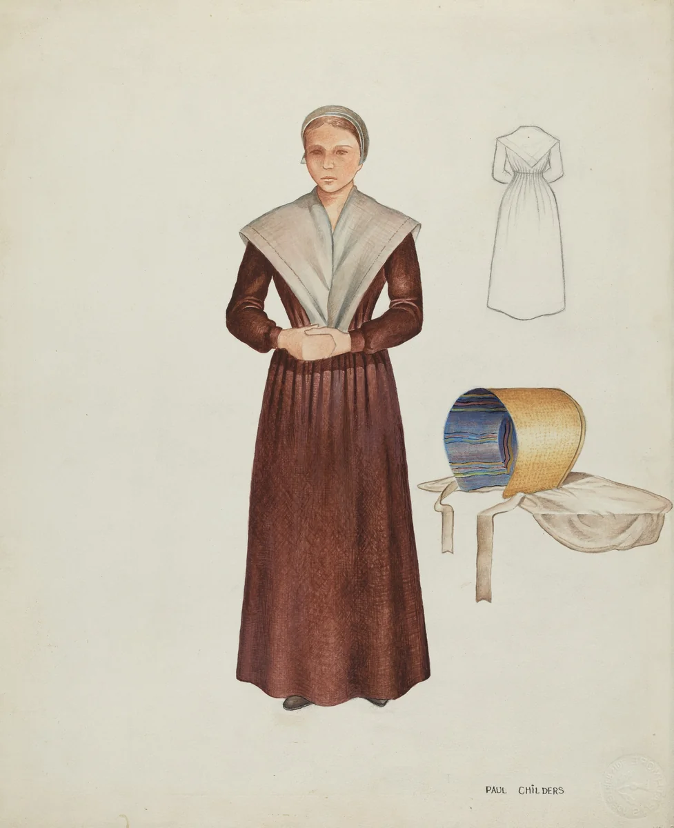 Shaker Costume by William Paul Childers, index of american design, 1937