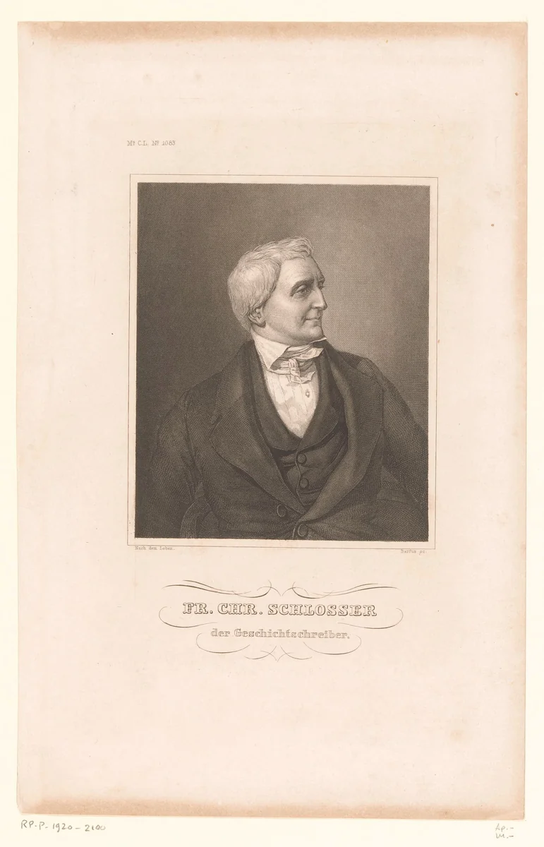 Portret van Friedrich Christoph Schlosser by Paul Barfus, print, 1833-1895