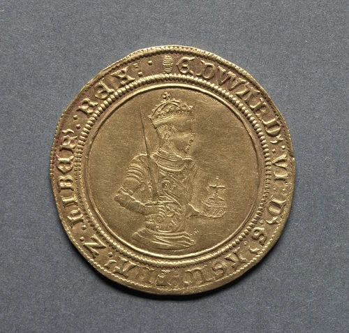 Sovereign of Twenty Shillings: Edward VI (obverse) by Unknown, metalwork, 1550-1553