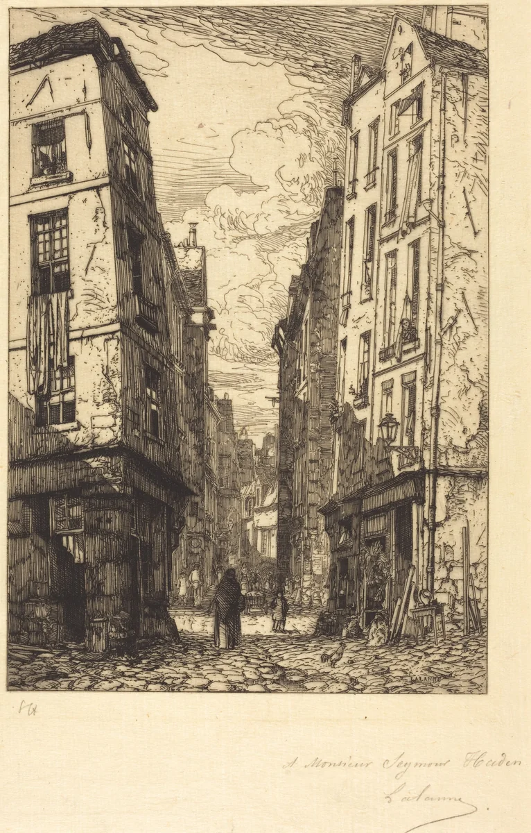 Rue des Marmousets (Quartier de la cite, vieux Paris) by Maxime Lalanne, print, 1862