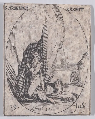 S. Arsène, ermite (St. Arsenius, Hermit), July 19th, from "Les Images De Tous Les Saincts et Saintes de L'Année" (Images of All of the Saints and Religious Events of the Year) by Jacques Callot, print, 1636