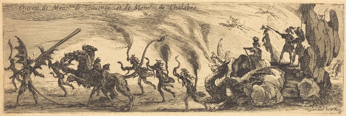 Entry of M. de Couvonge and M. de Chalabre [extra plate] by Jacques Callot, print, 1627