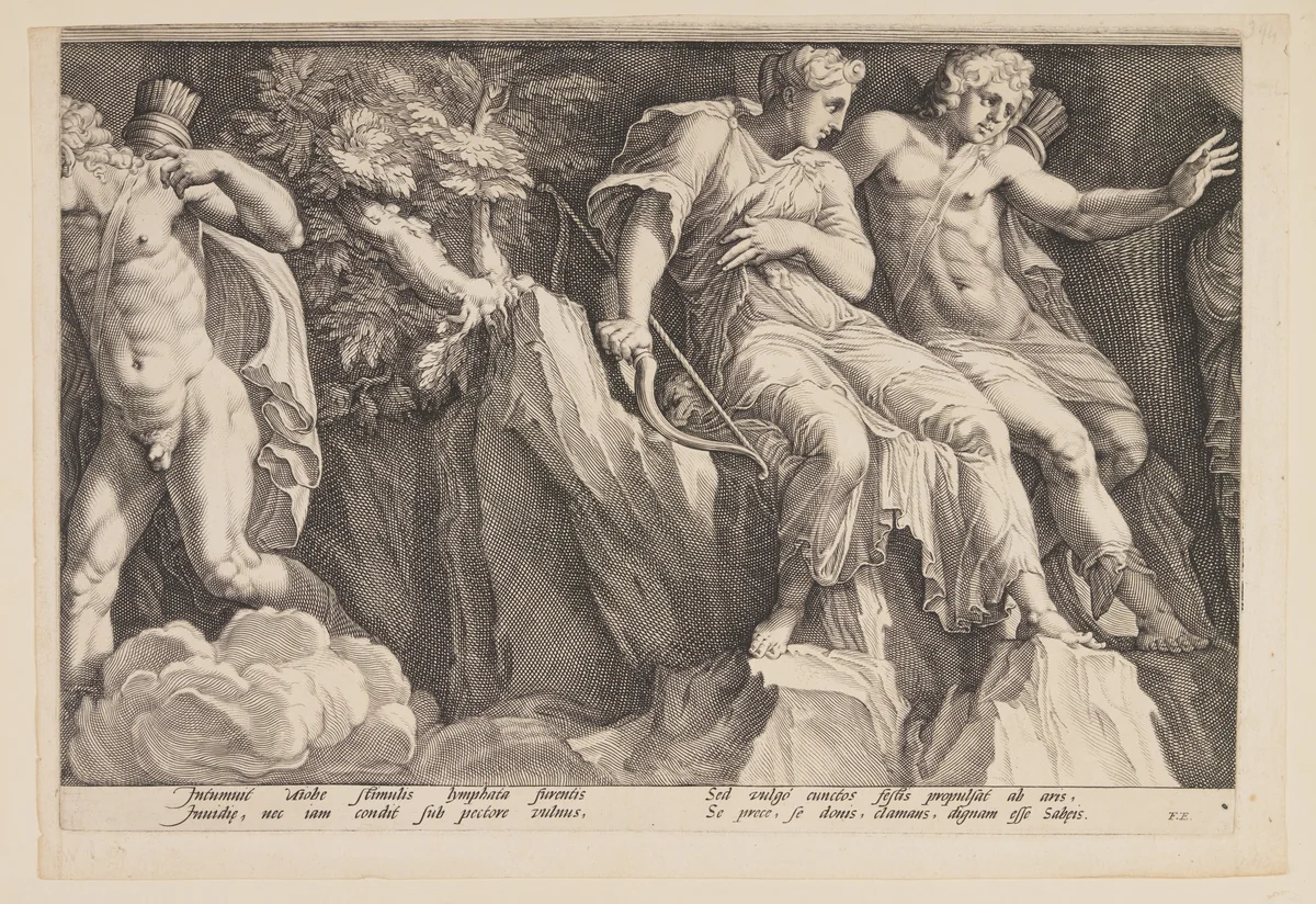 The Punishment of Niobe (Plate 3) by Jan Saenredam, print, 1594