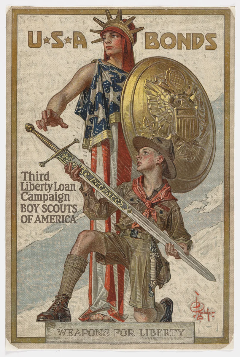 U.S.A. Bonds - Third Liberty Loan Campaign - Boy Scouts of America by Joseph Christian Leyendecker, design, 1917