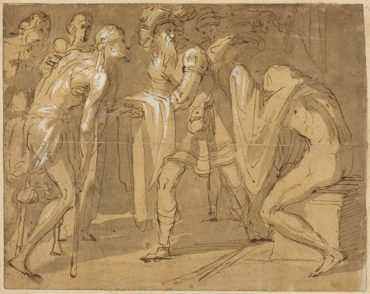 Saint Homobono by Avanzino Nucci, drawing, 1552-1629