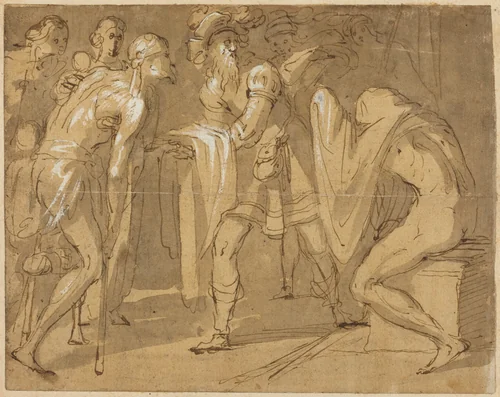 Saint Homobono by Avanzino Nucci, drawing, 1552-1629