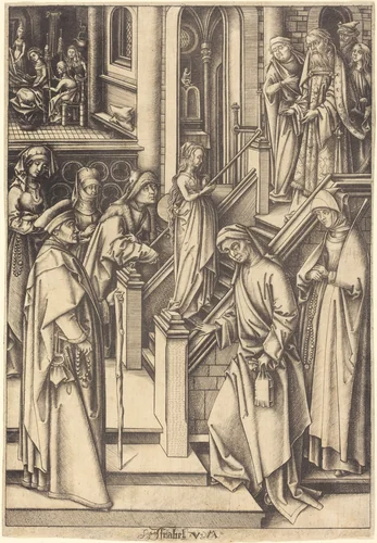 The Presentation of the Virgin by Israhel van Meckenem; Hans Holbein the Elder, print, 1490-1500
