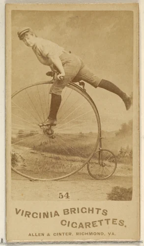 Card 54, from the Girl Cyclists series (N49) for Virginia Brights Cigarettes by Allen & Ginter, photograph, 1887