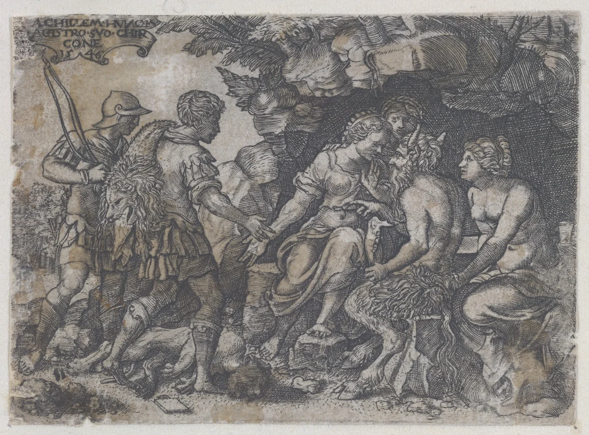 Reverse Copy of Thetis and Chiron by Georg Pencz, print, 1546