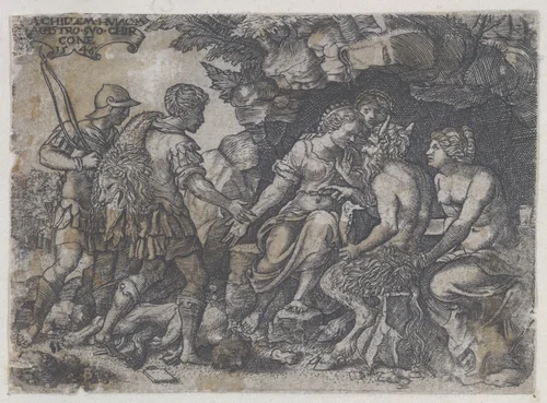 Reverse Copy of Thetis and Chiron by Georg Pencz, print, 1546