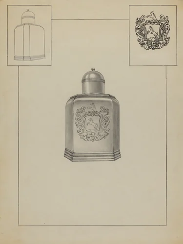 Silver Tea Caddy by Michael Fenga, index of american design, 1937