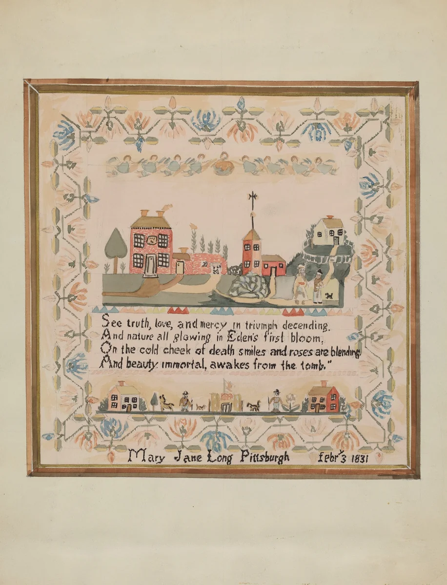 Sampler by Robert Stewart, index of american design, 1936