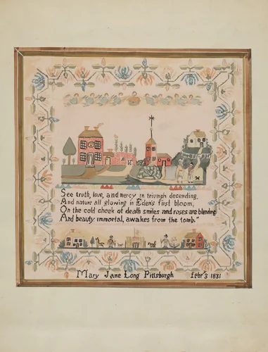 Sampler by Robert Stewart, index of american design, 1936