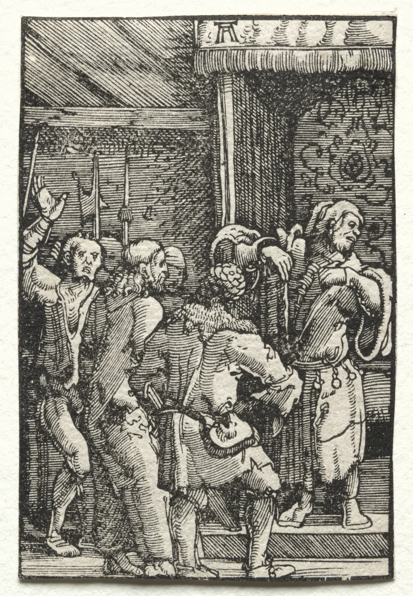 The Fall and Redemption of Man: Christ before Caiaphas by Albrecht Altdorfer, print, 1510-1520