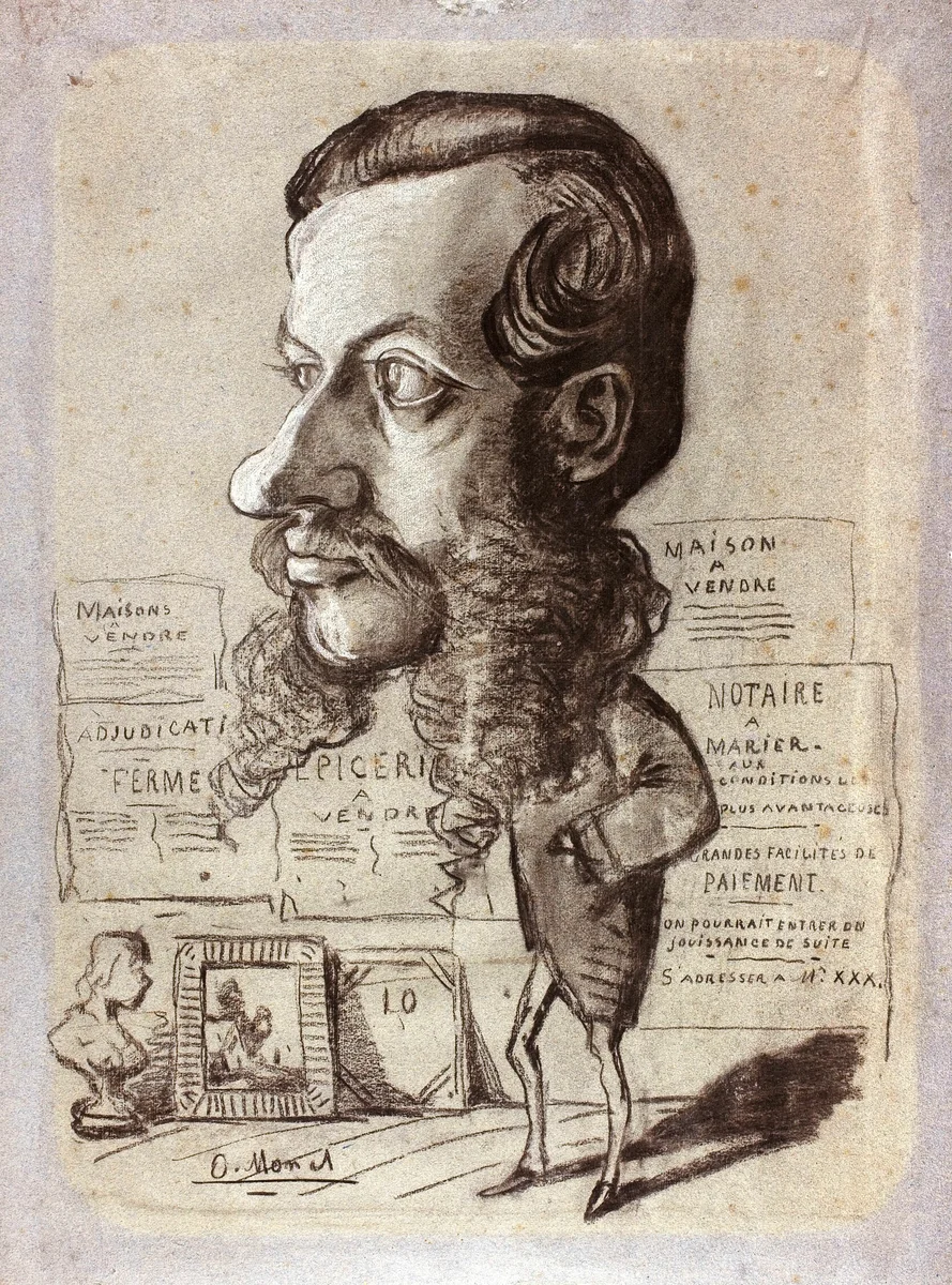 Caricature of Léon Manchon by Claude Monet, drawing, 1858
