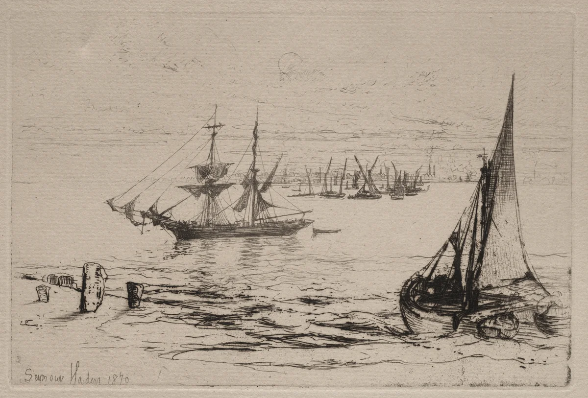 A Brig at Anchor by Francis Seymour-Haden, print, 1870