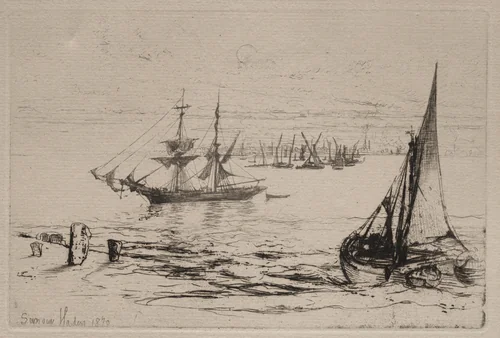A Brig at Anchor by Francis Seymour-Haden, print, 1870
