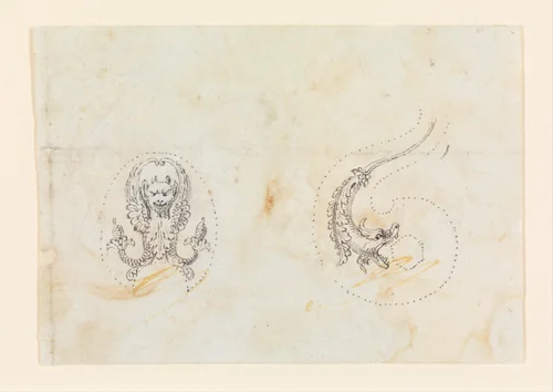 Designs for the Decoration of the Jaw and Profile of the Cock of a Firearm by Nicolas Noël Boutet, drawing, 1770-1830