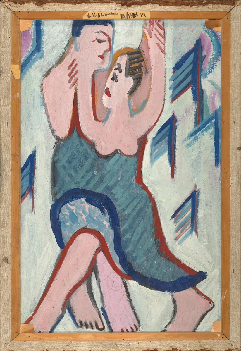 Dancing Couple in the Snow [reverse] by Ernst Ludwig Kirchner, painting, 1928-1929