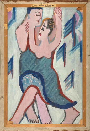 Dancing Couple in the Snow [reverse] by Ernst Ludwig Kirchner, painting, 1928-1929