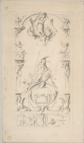 Study for an Ornamental Panel by Jean Bernard Toro, drawing, 1685-1731