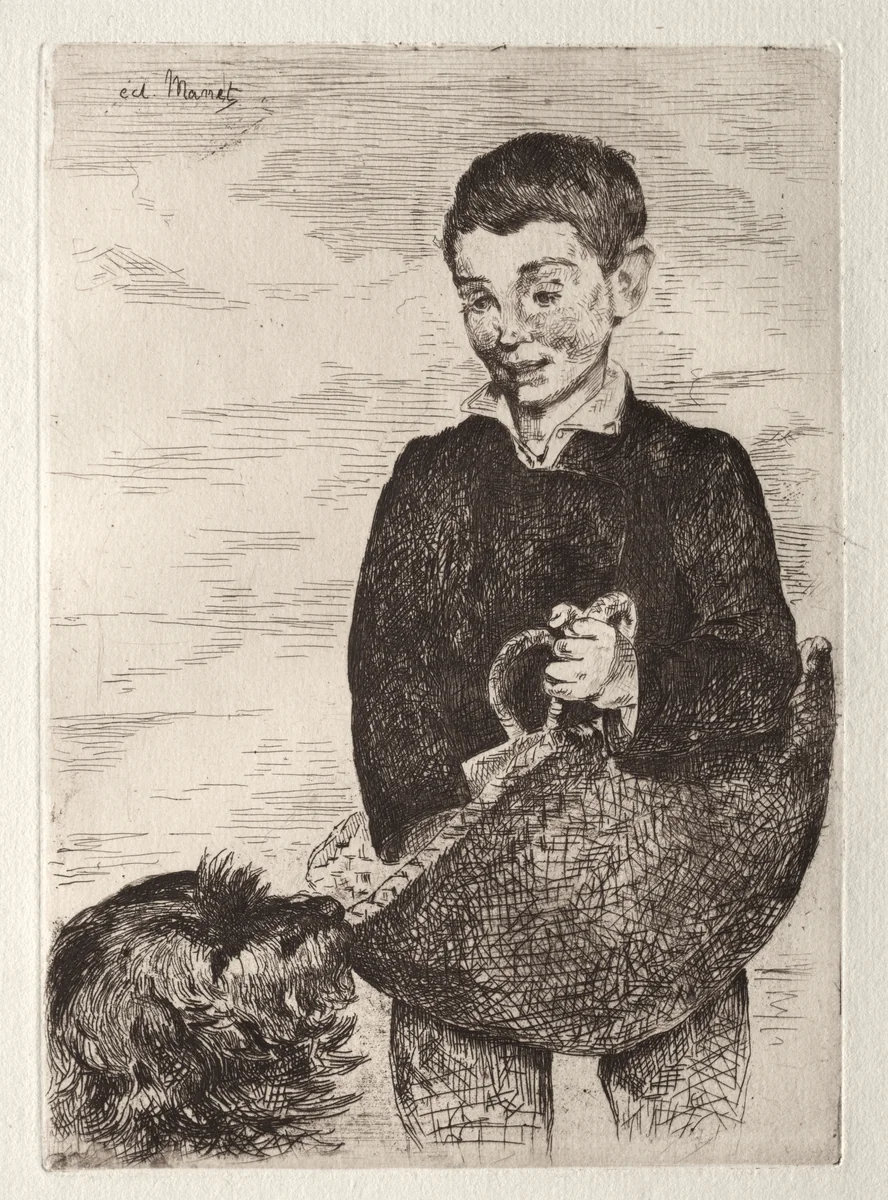 Le gamin au chien, avec le cabas by Edouard Manet, print, 1862