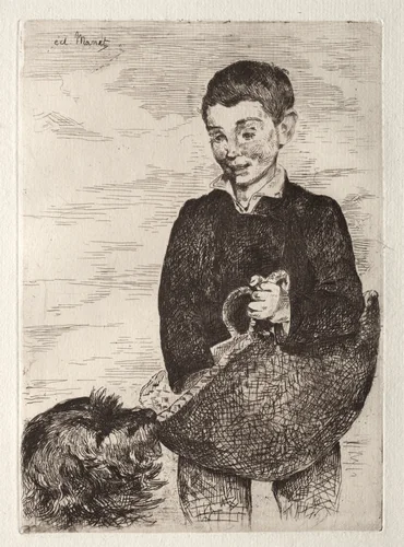 Le gamin au chien, avec le cabas by Edouard Manet, print, 1862