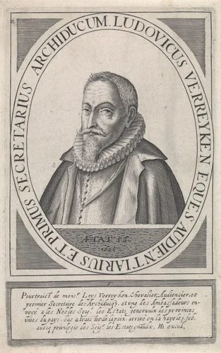 Portret van Lodewijk Verreyken by Hendrick Hondius, print, 1608