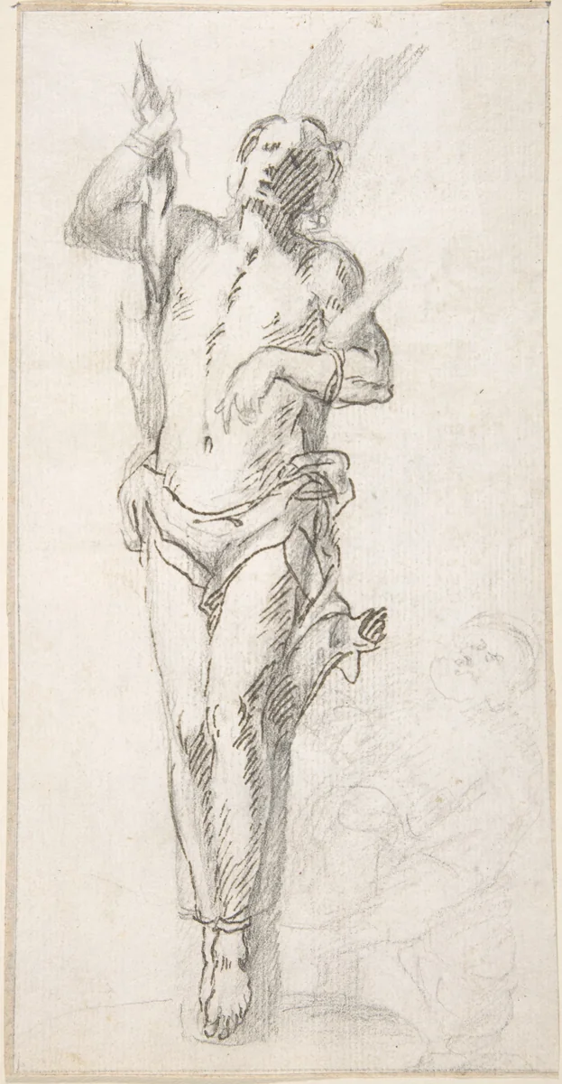 Saint Sebastian by Pedro Duque Cornejo, drawing, 1695-1755