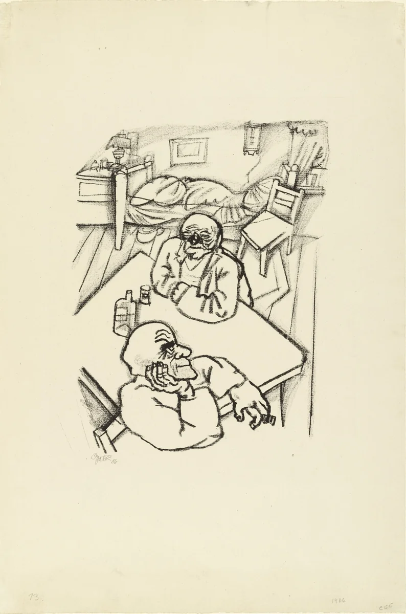 Two Men (Zwei Männer) by George Grosz, print, 1915