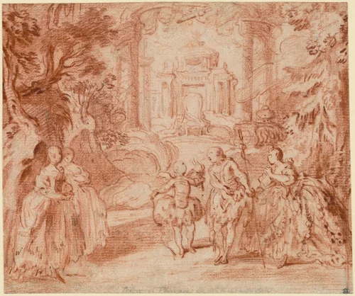 The Divertissement from Voltaire's "La princesse de Navarre" by Gabriel de Saint-Aubin, drawing, 1745
