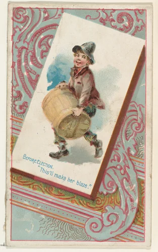 Before Election, "This'll make her blaze," from the Terrors of America set (N136) issued by Duke Sons & Co. to promote Honest Long Cut Tobacco by W. Duke, Sons & Co., print, 1888-1889