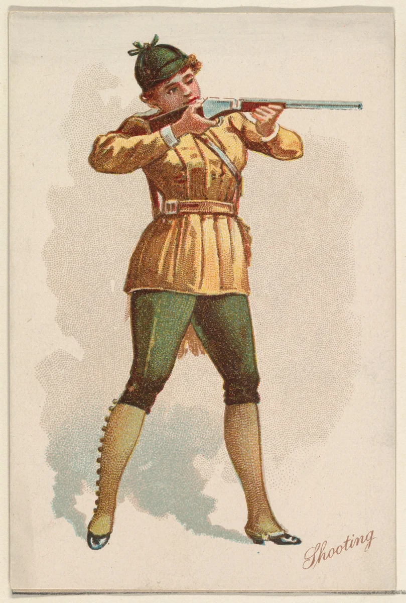 Shooting, from the Pretty Athletes series (N196) issued by Wm. S. Kimball & Co. by William S. Kimball & Company, print, 1889