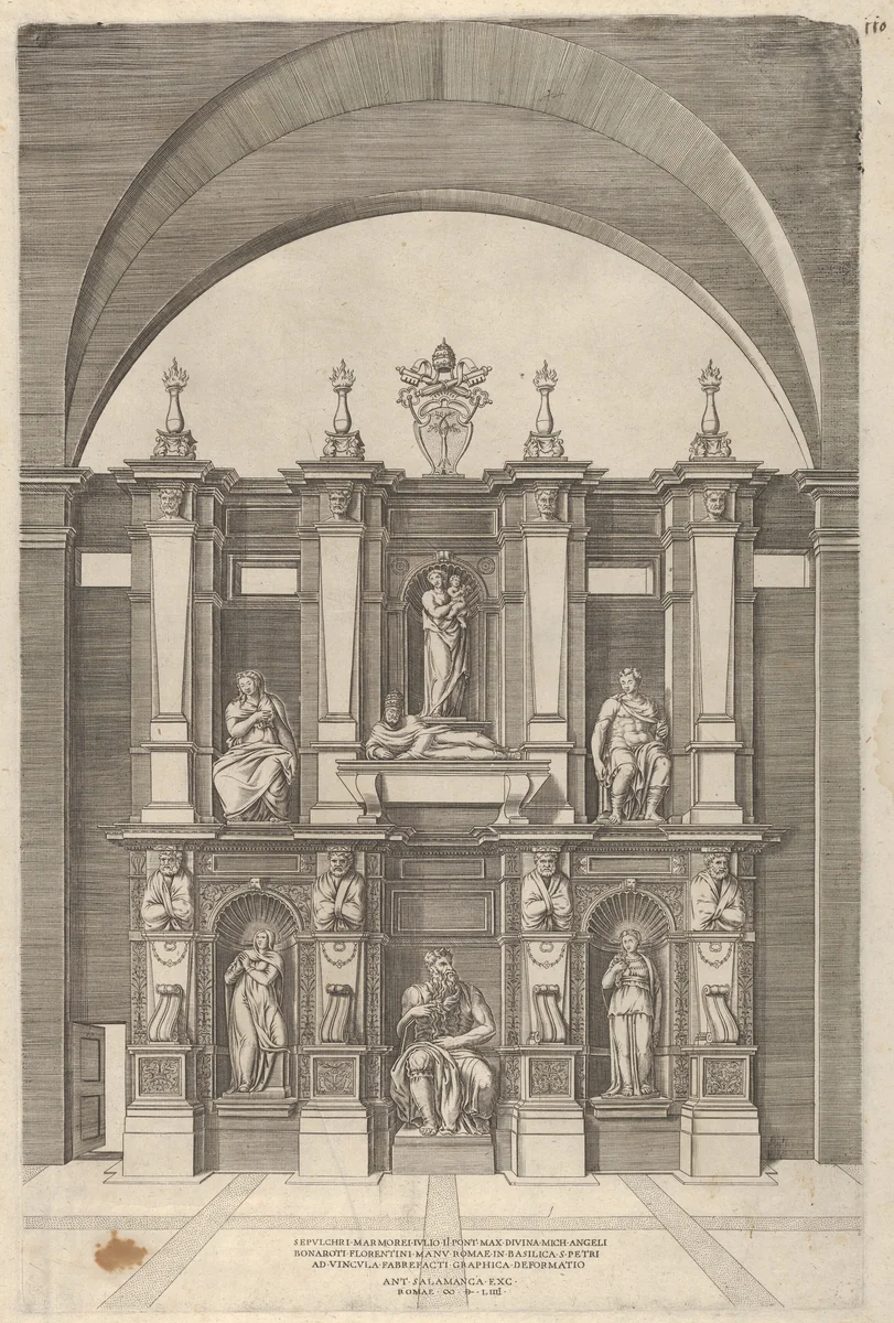 Sepulchre of Julius II, from "Speculum Romanae Magnificentiae" by anonymous, print, 1554