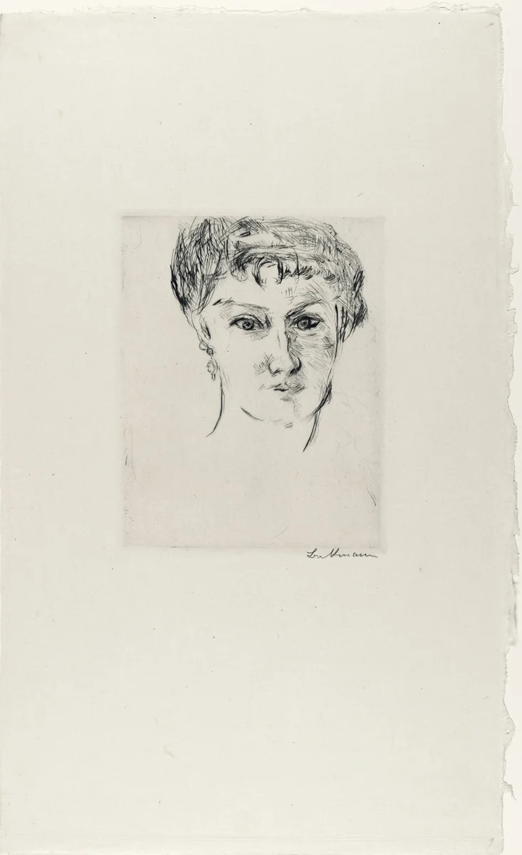 Mink, Frontal, with Elaborate Coiffure (Mink von vorn mit grosser Frisur) by Max Beckmann, print, 1913