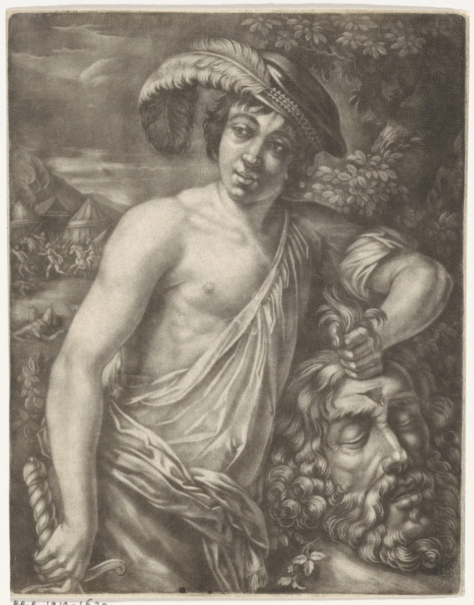 David met het hoofd van Goliath by anonymous, print, 1650-1800