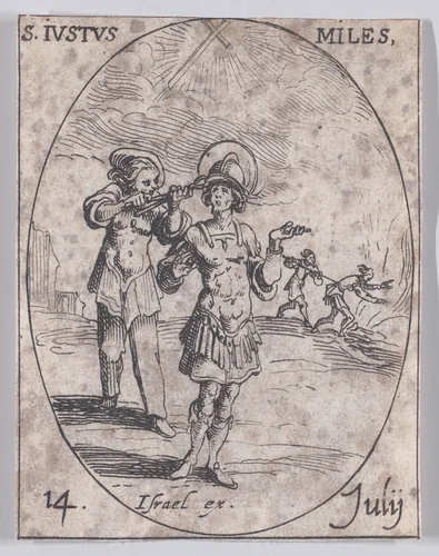 S. Juste, soldat (St. Justus, Soldier), July 14th, from "Les Images De Tous Les Saincts et Saintes de L'Année" (Images of All of the Saints and Religious Events of the Year) by Jacques Callot, print, 1636