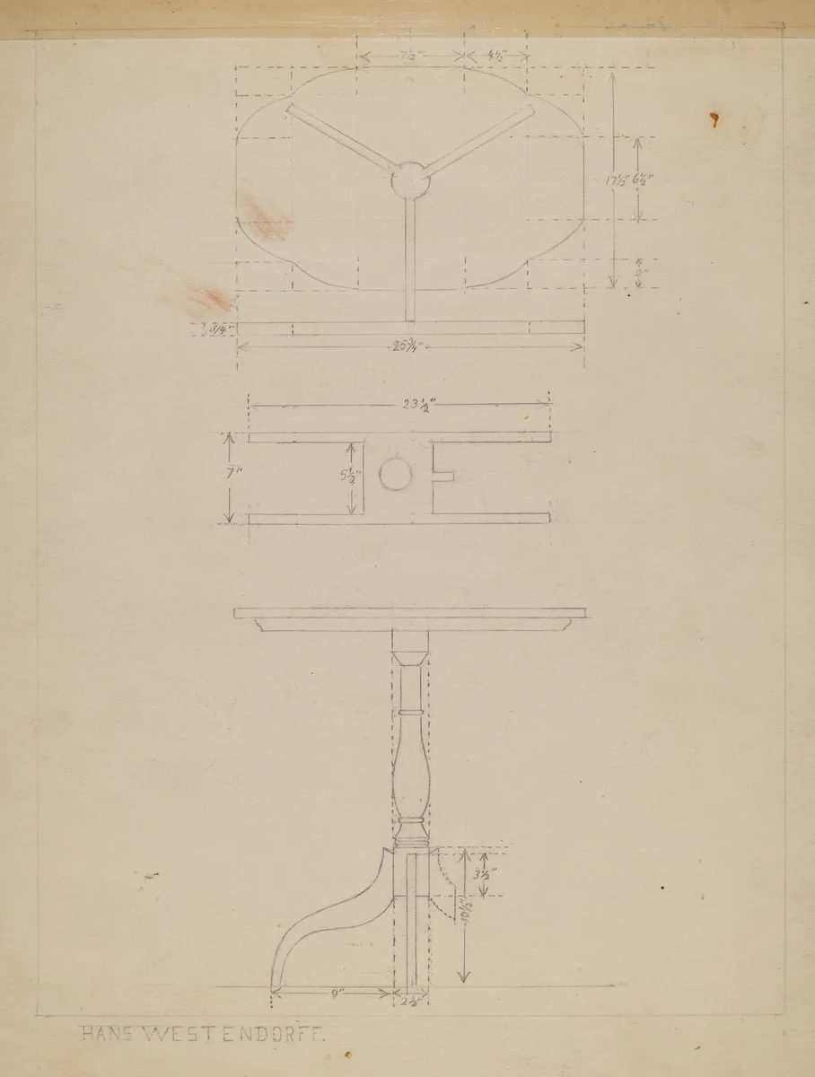 Table by Hans Westendorff, index of american design, 1935-1942