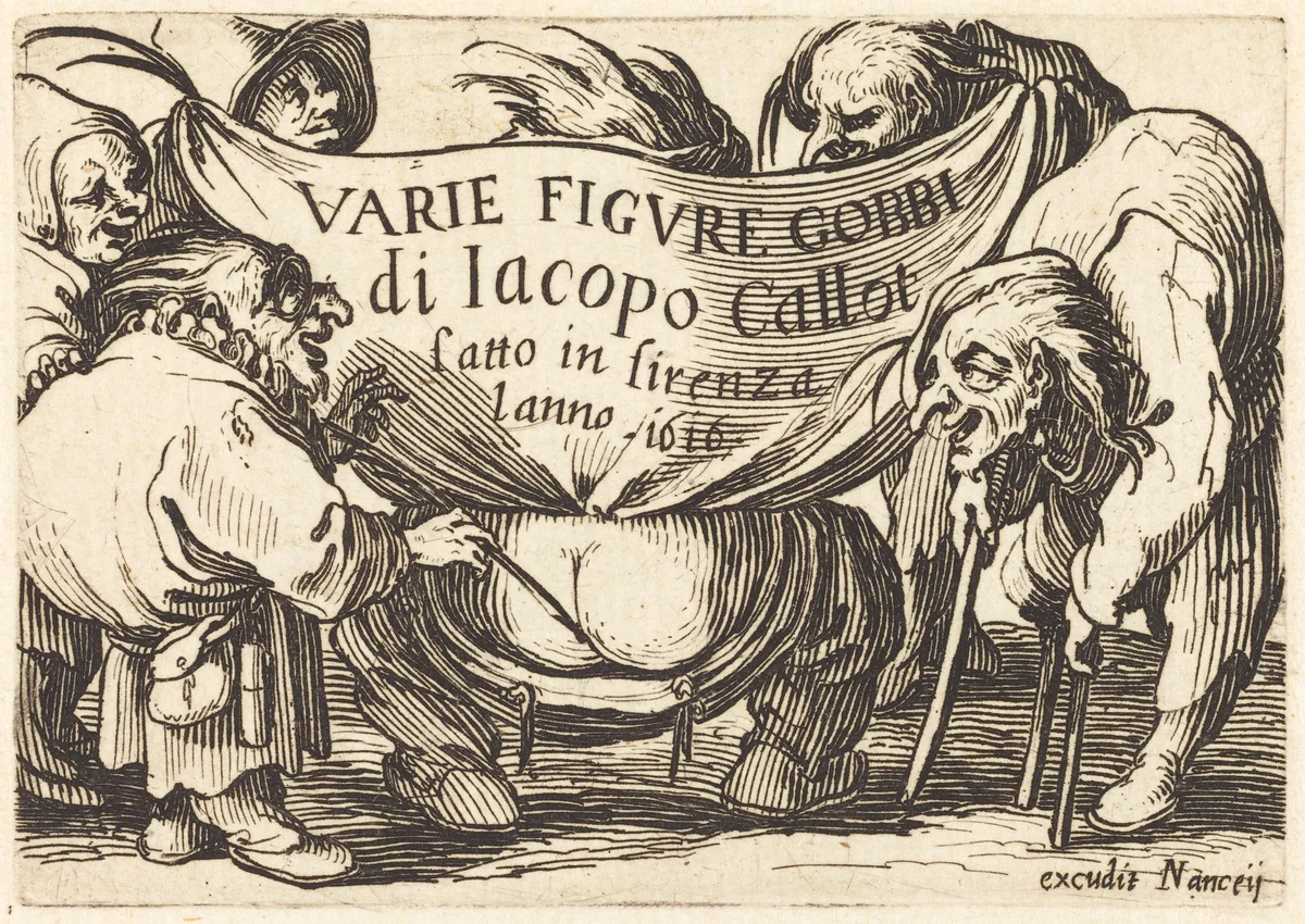 Frontispiece for "Varie Figure Gobbi" (Various Hunchback Figures) by Jacques Callot, print, 1622