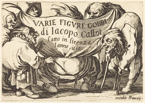 Frontispiece for "Varie Figure Gobbi" (Various Hunchback Figures) by Jacques Callot, print, 1622