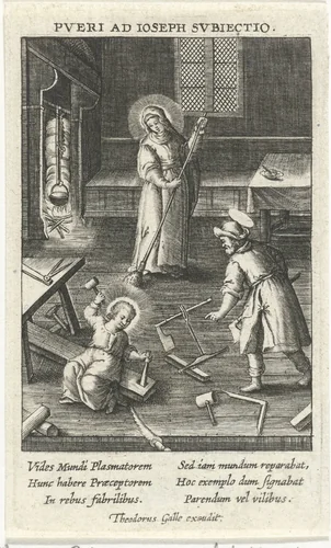 Christus helpt Jozef by Unknown, print, 1581-1633