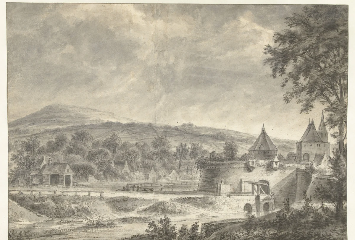 St. Janspoort te Arnhem by Anthonie Waterloo, drawing, 1619-1690