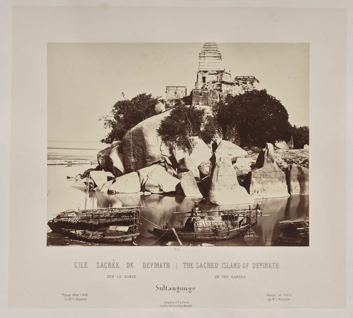 The Sacred Island of Devinath on the Ganges, Sultangunge by Louis-Théophile Marie Rousselet, photograph, 1865-1870